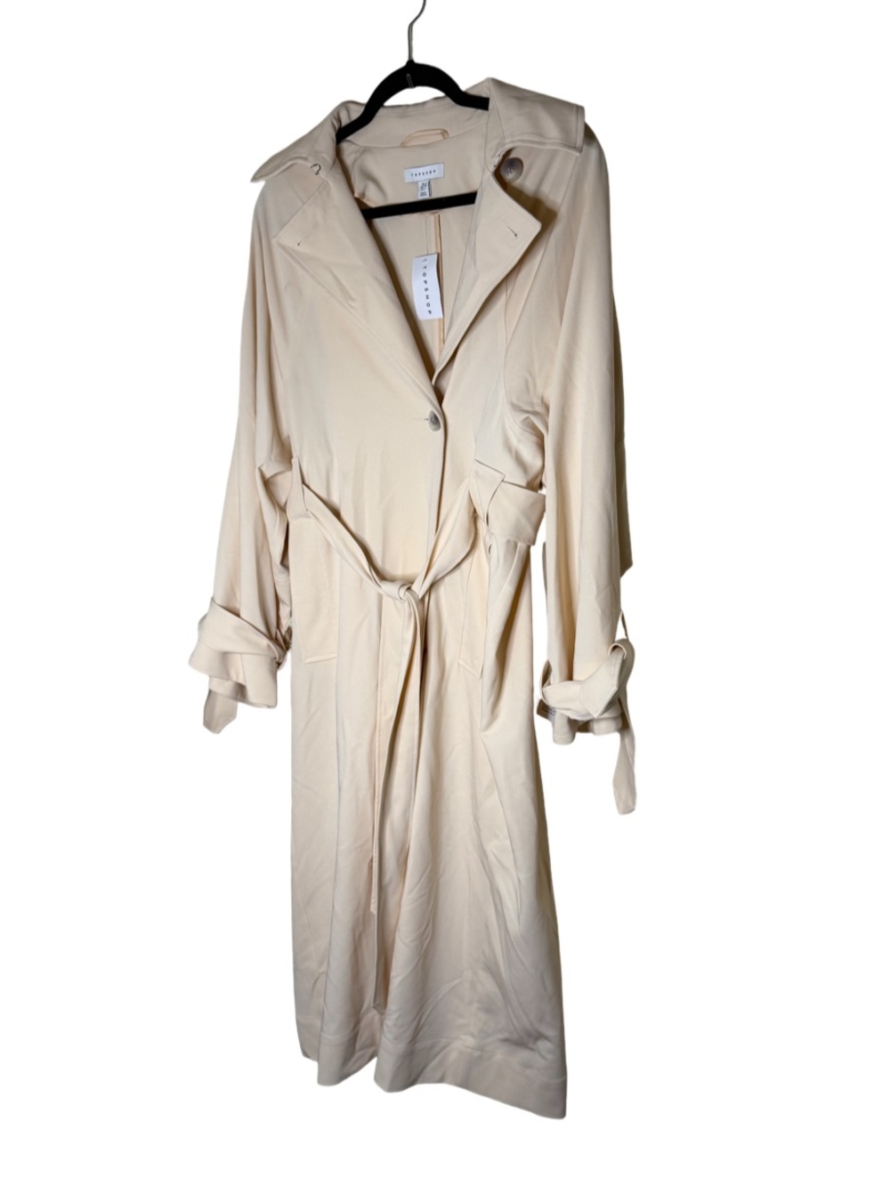 Topshop NWT Cream Trench Coat Belted Long Sleeve Jacket Size 4 - Picture 2 of 9
